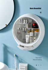 Bathroom Wall-mounted Makeup Organizer Punch-free Large Capacity Jewelry Cosmetic Storage Box Women Skin Care Beauty Rack