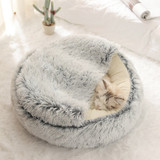 New Style Pet Dog Cat Bed Round Plush Cat Warm Bed House Soft Long Plush Bed For Small Dogs For Cats Nest 2 In 1 Cat Bed