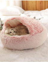 New Style Pet Dog Cat Bed Round Plush Cat Warm Bed House Soft Long Plush Bed For Small Dogs For Cats Nest 2 In 1 Cat Bed
