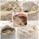 New Style Pet Dog Cat Bed Round Plush Cat Warm Bed House Soft Long Plush Bed For Small Dogs For Cats Nest 2 In 1 Cat Bed