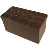 Collapsible Tufted Storage Ottoman - Brown Faux Leather 30x15x15