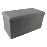 Collapsible Storage Ottoman - Grey Linen 30x15x15