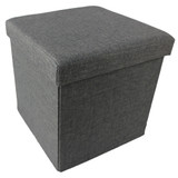 Collapsible Storage Ottoman - Grey Linen 15x15x15