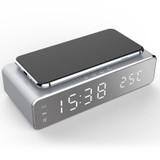 LED Electric Alarm Clock Digital Thermometer Clock HD Mirror Clock with Phone Wireless Charger and Date