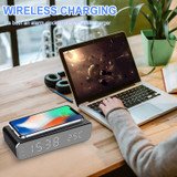LED Electric Alarm Clock Digital Thermometer Clock HD Mirror Clock with Phone Wireless Charger and Date