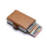 Credit Card Holder Wallet Leather Metal Aluminum Double Credit Cardholder