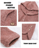 Coat Winter Casual Loose Solid Button Fleece Hooded For Women Coat Winter Casual Loose Solid Button Fleece Hooded For Women
