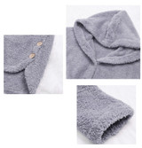 Coat Winter Casual Loose Solid Button Fleece Hooded For Women Coat Winter Casual Loose Solid Button Fleece Hooded For Women