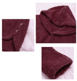 Coat Winter Casual Loose Solid Button Fleece Hooded For Women Coat Winter Casual Loose Solid Button Fleece Hooded For Women