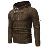 Cable Knit Button Pullover Hooded Sweater