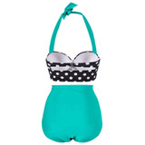 Dotted Ruched Halter Bikini Set