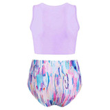 Feather Printed Twist Front Padded Tankini Swimsuit