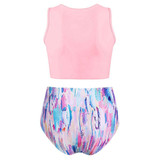 Feather Printed Twist Front Padded Tankini Swimsuit