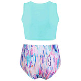 Feather Printed Twist Front Padded Tankini Swimsuit