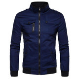 Epaulet Design Pockets Zip Up Cargo Jacket