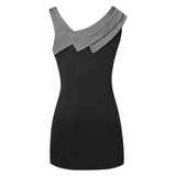 Plus Size Asymmetrical Buttons Skew Neck Tank Top