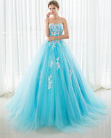 Strapless Lace Up Long Prom Evening Dress