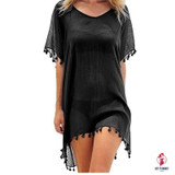 Chiffon Tassels Beach Wear Women Swimsuit Cover Up Swimwear Bathing Suits Summer Mini Dress