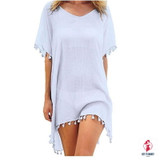 Chiffon Tassels Beach Wear Women Swimsuit Cover Up Swimwear Bathing Suits Summer Mini Dress