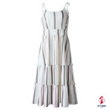 Women Striped Print Ruffle Summer Dress