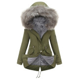 New Parkas Female Women Winter Coat Thickening Cotton Winter Jacket Womens black faux fur Outwear Parkas for Women Winter