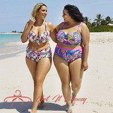 Plus Size Bikini Women Push Up Padded Hight Waist Bikini Set Swimwear Swimsuit Bathing Suit Beachwear Large Size Swimwear