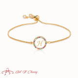 Colorful Rainbow Zircon 26 Letter Bracelet for Women adjustable initial Bracelet Femme Snake Chain Jewelry Christmas gifts