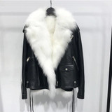 White Faux Fur Vest And Leather Jacket