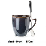 OUSSIRRO Creative Retro Ceramic Coffee or Tea Mug with Spoon