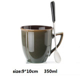 OUSSIRRO Creative Retro Ceramic Coffee or Tea Mug with Spoon