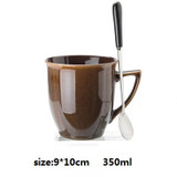 OUSSIRRO Creative Retro Ceramic Coffee or Tea Mug with Spoon