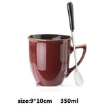 OUSSIRRO Creative Retro Ceramic Coffee or Tea Mug with Spoon