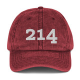 214 Area Code Vintage Embroidered Dallas, Texas Hat Baseball Cap - Multiple Colors