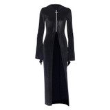 Cross Zipper Long Overcoat