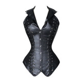 Faux Leather Lace Up Corset