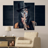 Skull Girl Canvas Painting