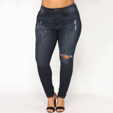 Plus Size High Waist Ripped Jeans