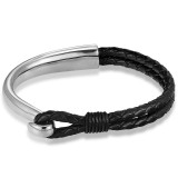 "Rope Chain" Stainless Steel Leather Bracelet
