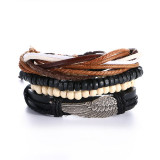 "Angel Wings" Leather Stack Bracelet