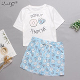Womens Homewear Cute Cartoon Printed Pajamas Set Casual Short Sleeve T-Shirt Sleepwear Nightwear Set Summer Pyjama For Women Set Womens Homewear Cute Cartoon Printed Pajamas Set Casual Short Sleeve T-Shirt Sleepwear Nightwear Set Summer Pyjama For Women Set