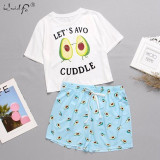 Womens Homewear Cute Cartoon Printed Pajamas Set Casual Short Sleeve T-Shirt Sleepwear Nightwear Set Summer Pyjama For Women Set Womens Homewear Cute Cartoon Printed Pajamas Set Casual Short Sleeve T-Shirt Sleepwear Nightwear Set Summer Pyjama For Women Set