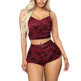 Women's pajamas  Party Set  2pcs Velvet Sleepwear Sexy Spaghetti Strap Velvet Shorts Pajama For Women 2020 Plus Size