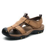 Men's High Quality PU Leather Outdoor Hook & Loop Sandals