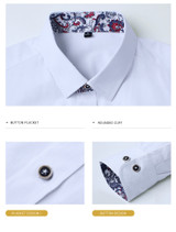Men's Business Style Slim Fit Solid Square Collar Formal Shirt