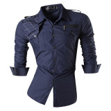 Men's Long Sleeve Military Style Shirt w/ Argyle & Zip Design
