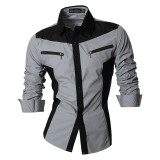 Men's Urban Style Long Sleeve Shirt w/ Zipped Pocket Design