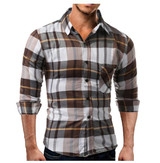 Men's Urban Style Wild Slim Long Sleeve Plaid Shirt