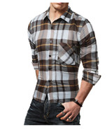 Men's Urban Style Wild Slim Long Sleeve Plaid Shirt