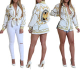 Women's Vintage Long Sleeve Blouse w/ Chain Print