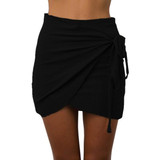 Women's High Waist Tie Up Irregular Vintage Wrap Skirt